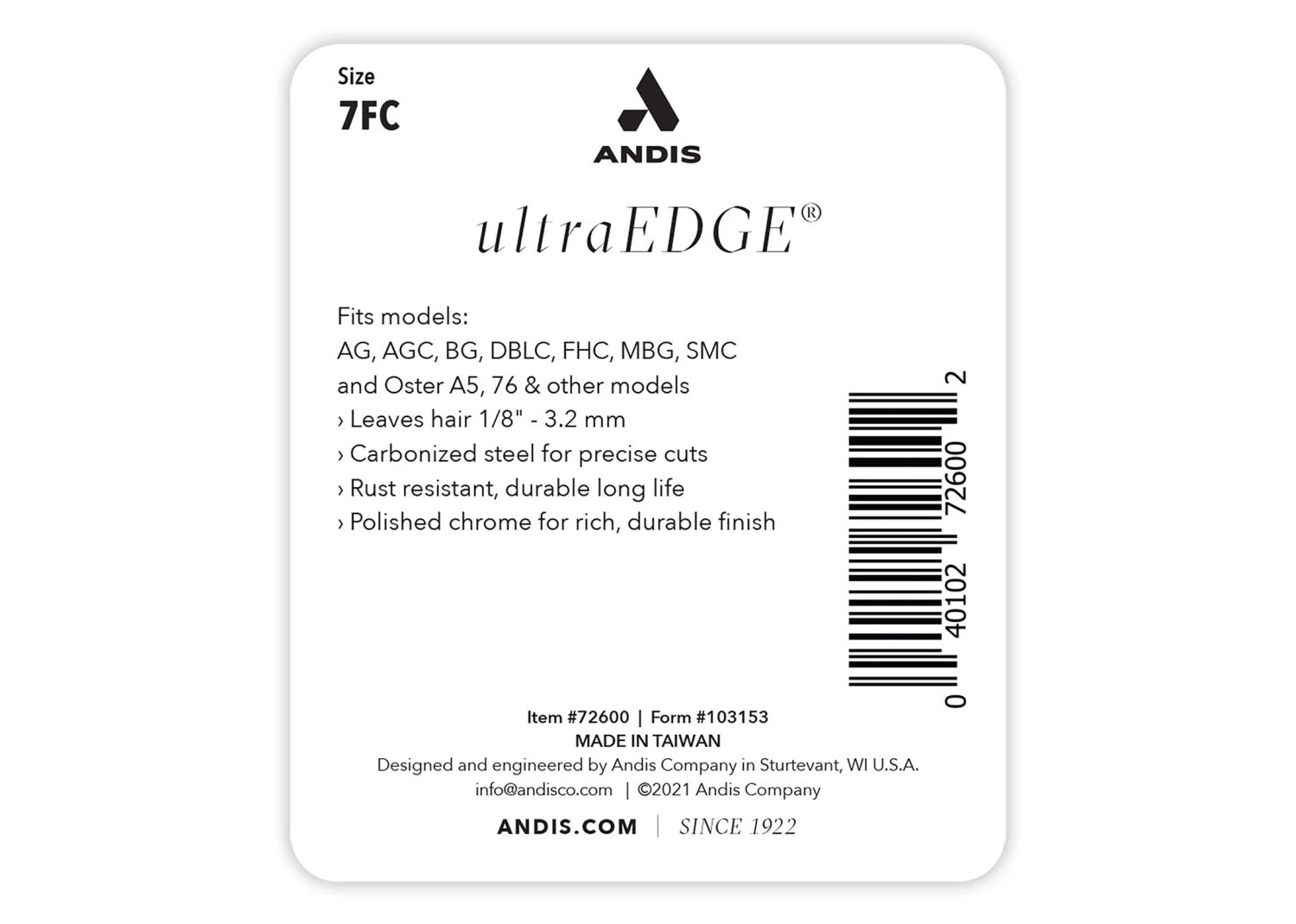 Andis Blade #7FC - 3,2 Mm - Image 3