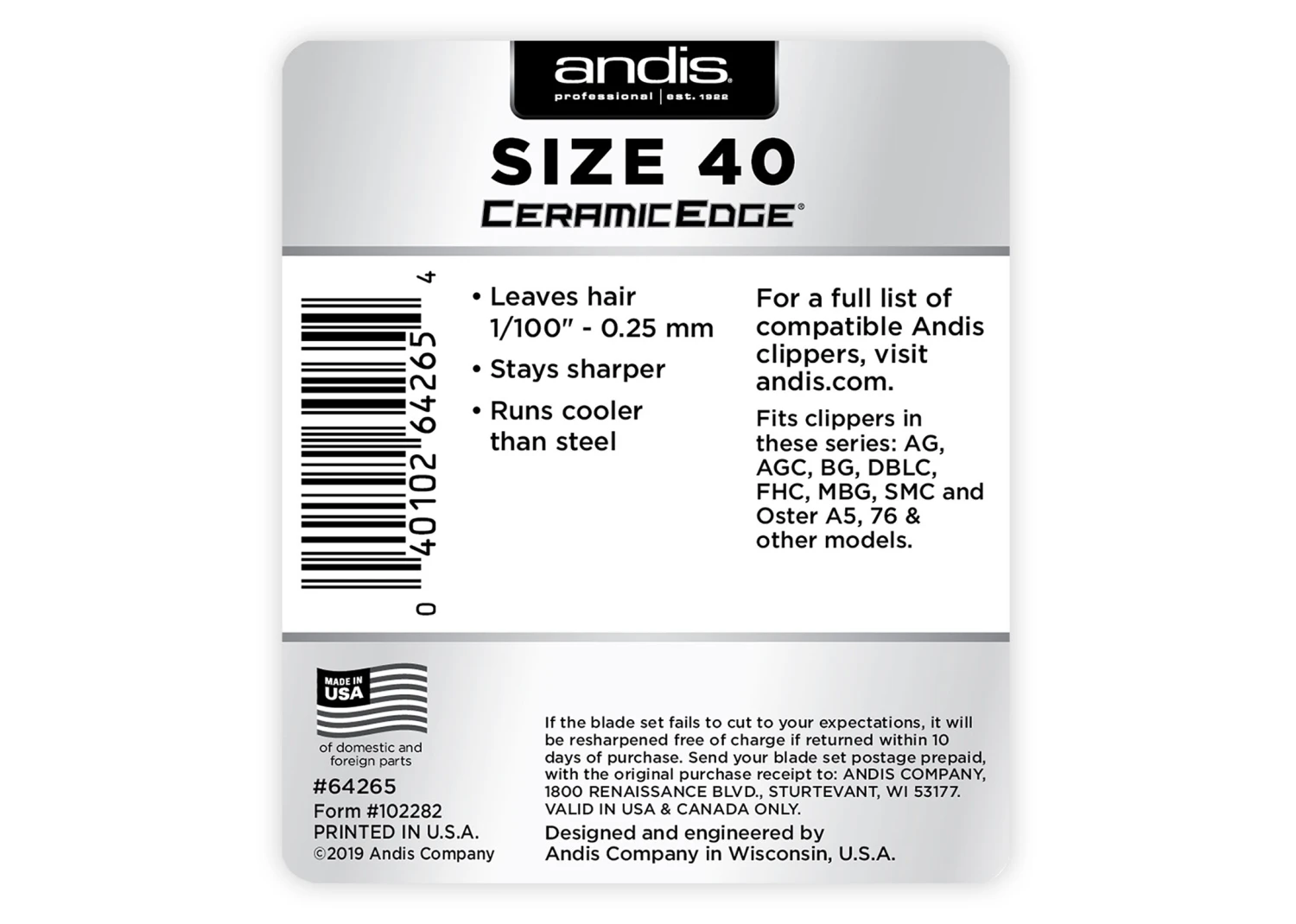 Andis Ceramic Blade #40 - 0,25 Mm - Image 3