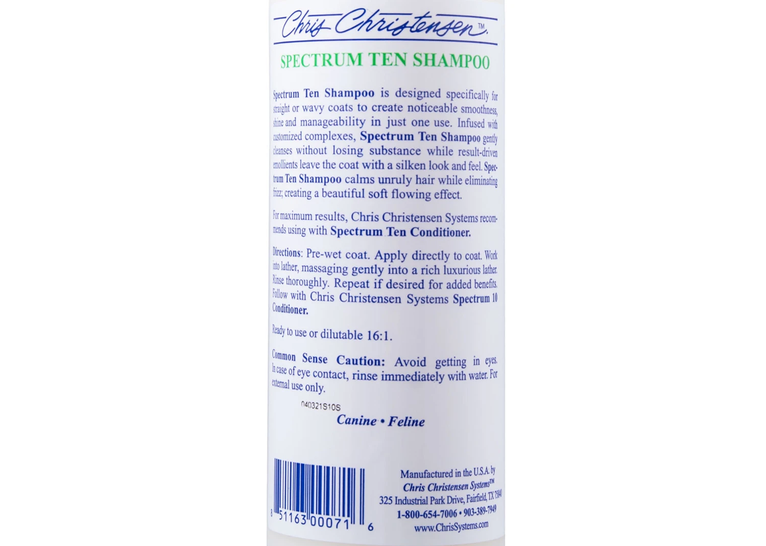 Chris Christensen Systems Spectrum Ten Soft & Smooth Coat Shampoo 473 Ml - Image 4