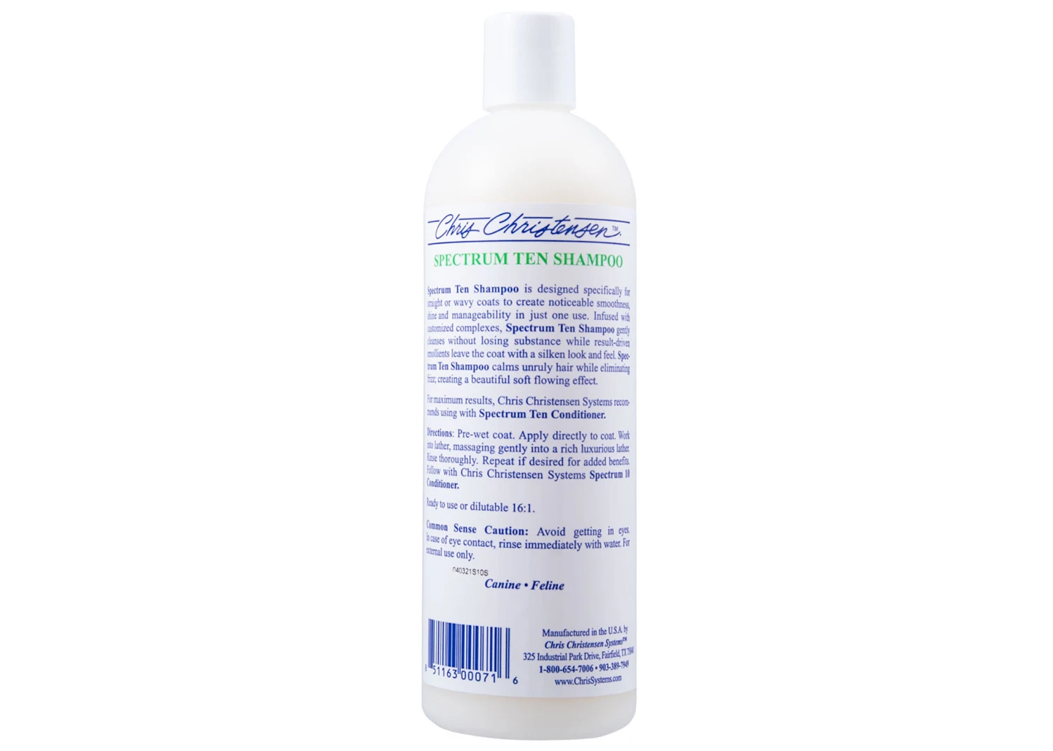 Chris Christensen Systems Spectrum Ten Soft & Smooth Coat Shampoo 473 Ml - Image 2